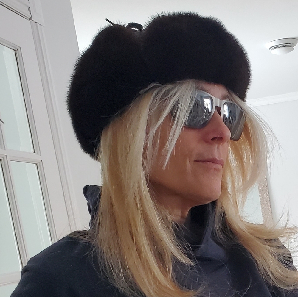 Gravel Mink & Leather Fur Trapper Hat